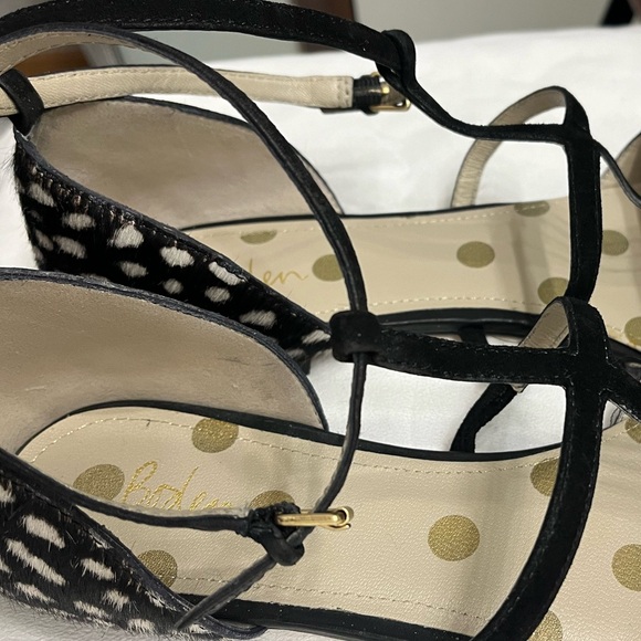 Boden Black and White Animal Print T-Strap Flats - Picture 4 of 9